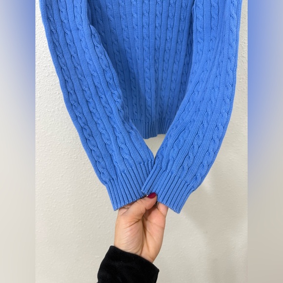 RALPH LAUREN VINTAGE BLUE CABLE KNIT SWEATER EMBROIDERED LOGO Y2K STYLE SIZE L - Picture 3 of 8